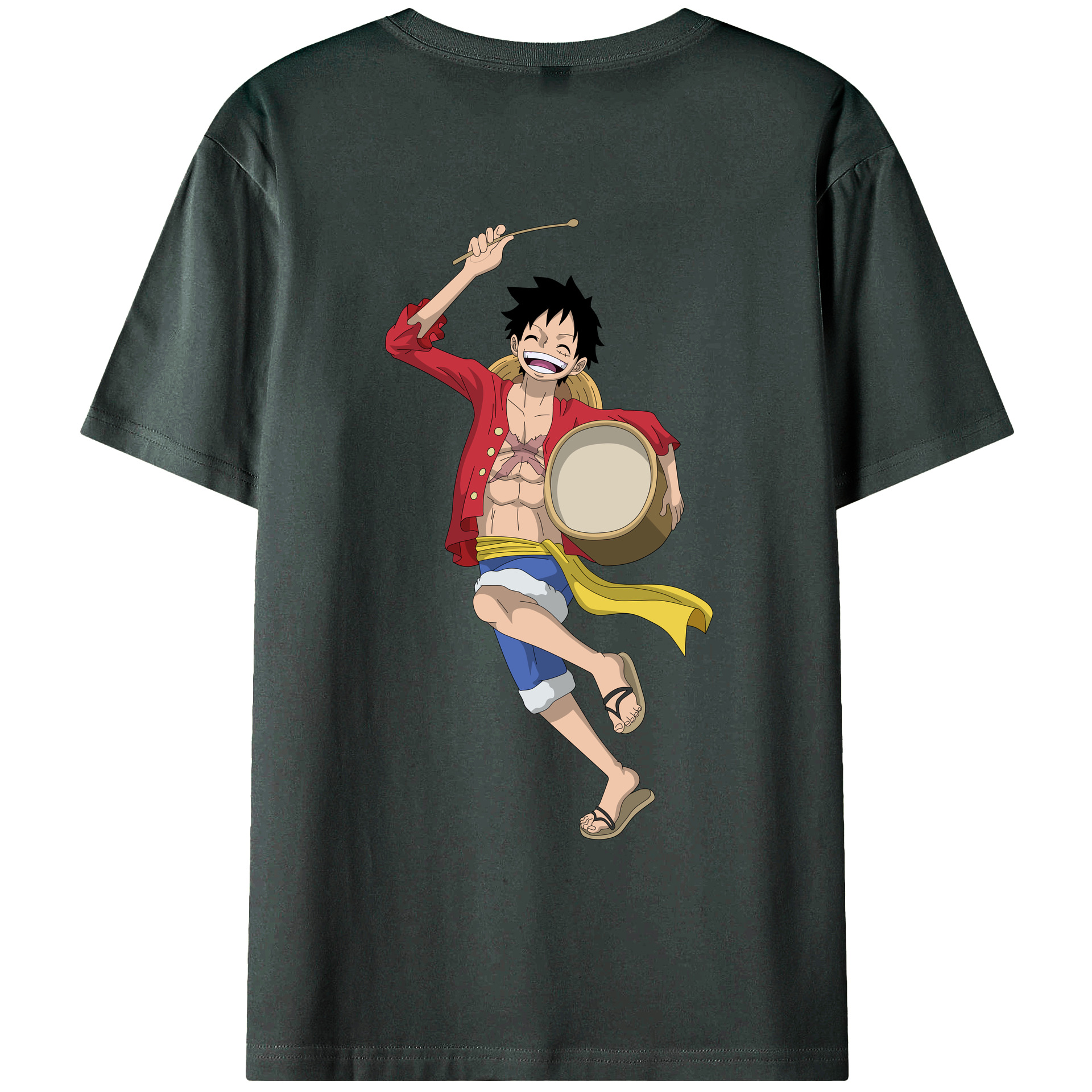 ワンピース モンキー・D・ルフィ ONE PIECE Monkey D. Luffy 綿100％ メンズ半袖Tシャツ（バックプリント） 通気性
